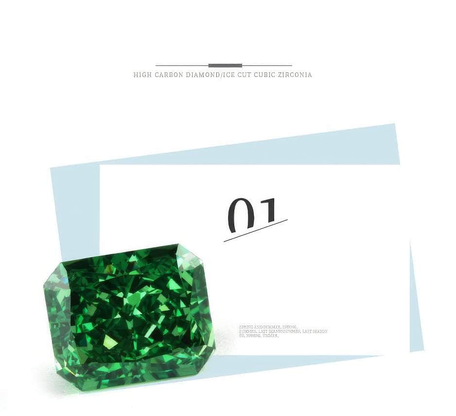 3 Set Emerald Cut Rectangular Lab Grown Diamond Emerald Gemstone