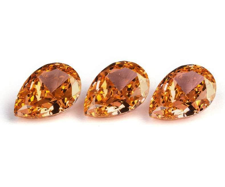 3 Set Of Morganite Pear Cut Lab Grown Diamond Gemstone