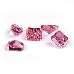3 Set Of Pink Sapphire Emerald-Cut Rectangular Lab-Grown Diamond Gemstone 4*6mm / Pink Sapphire / Emerald