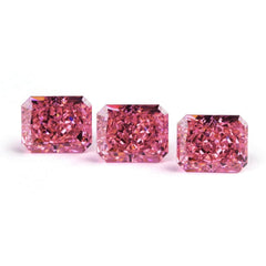 3 Set Of Pink Sapphire Emerald-Cut Rectangular Lab-Grown Diamond Gemstone