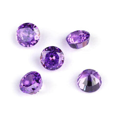 3-Set Purple Amethyst Round Cut Lab Grown Diamond Gemstone