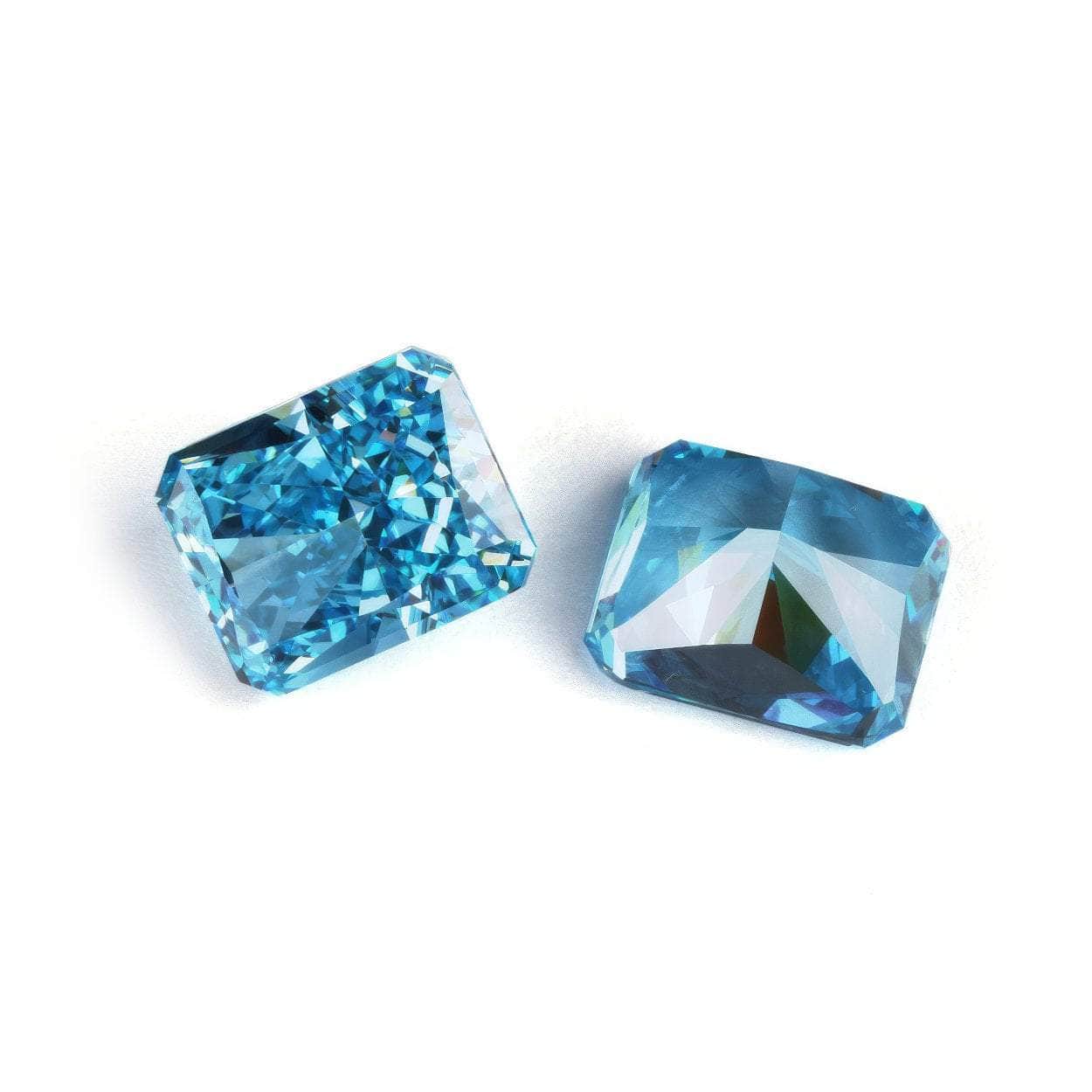 3 Set Sea Blue Emerald Cut Rectangular Lab Grown Diamond Gemstone