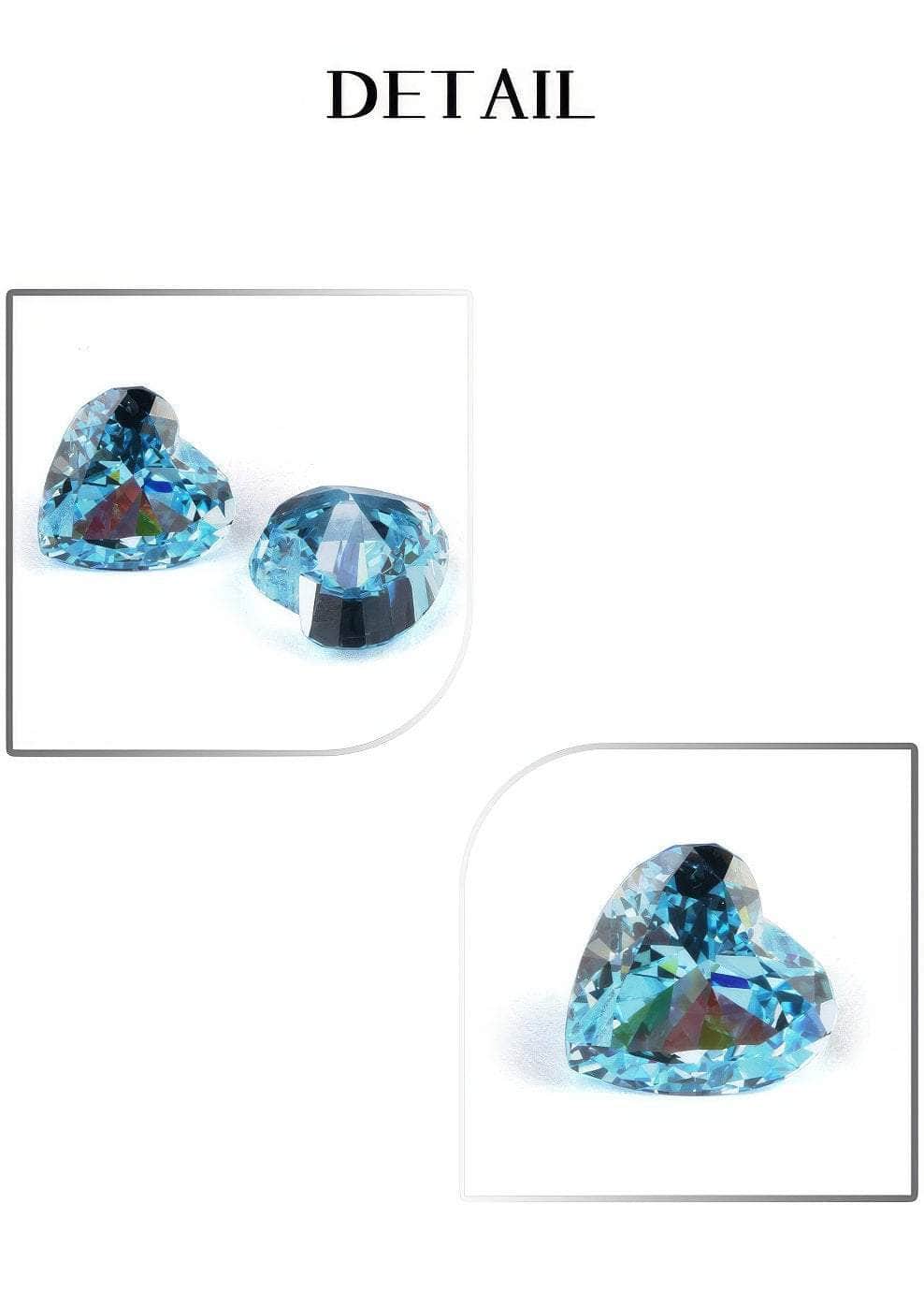 3-Set Sea Blue Heart Cut Lab Grown Diamond Gemstone