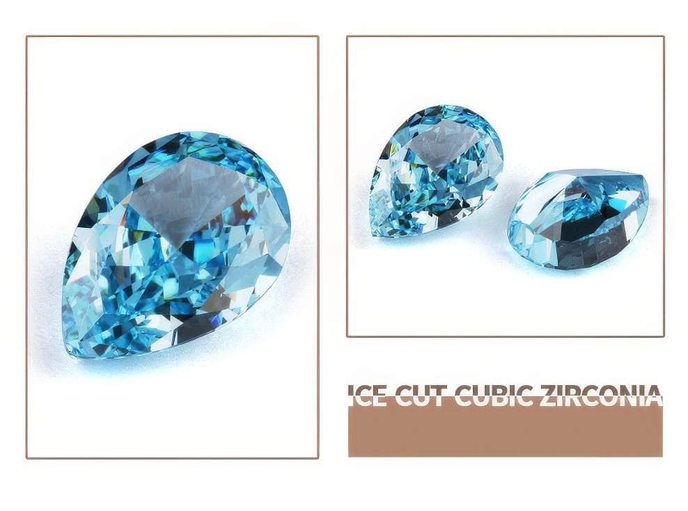 3 Set Sea Blue Pear Cut Lab Grown Diamond Gemstone