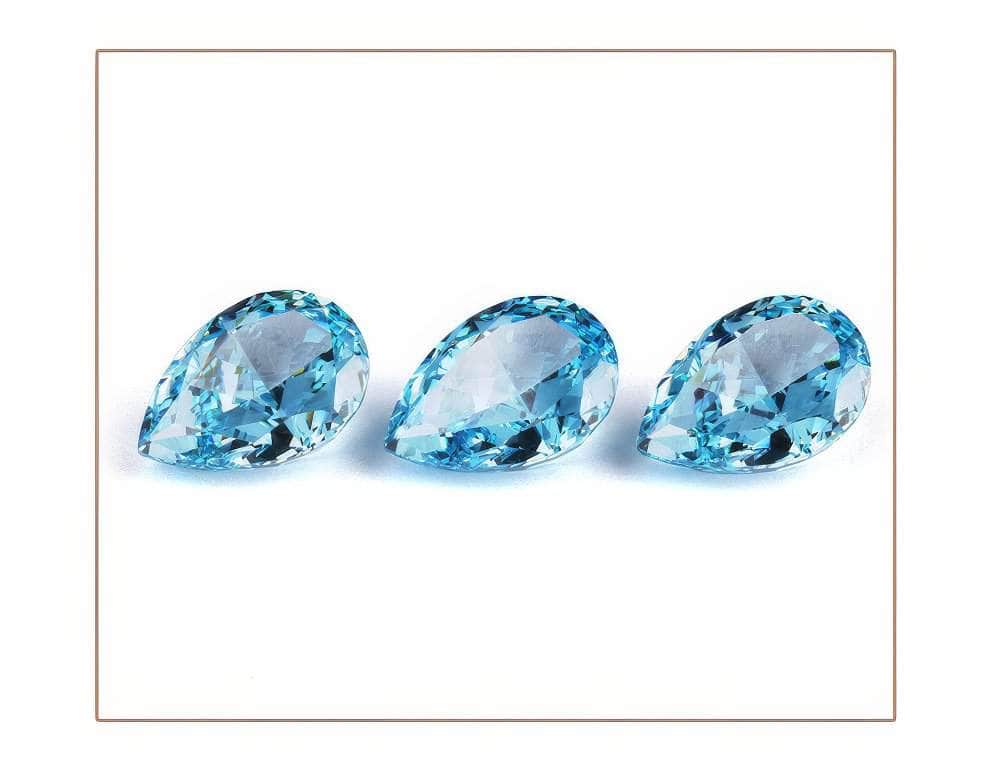 3 Set Sea Blue Pear Cut Lab Grown Diamond Gemstone