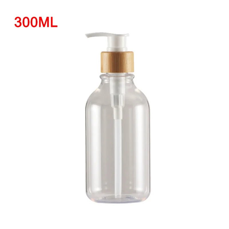 300/500ml soap pump dispenser: wood pump bottle for bathroom and kitchen Transparent A 300ml