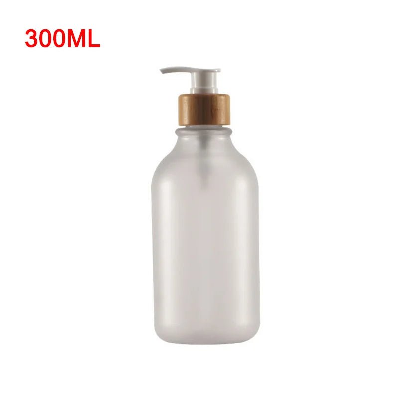 300/500ml soap pump dispenser: wood pump bottle for bathroom and kitchen Transparent B 300ml
