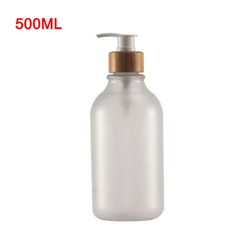300/500ml soap pump dispenser: wood pump bottle for bathroom and kitchen Transparent B 500ml