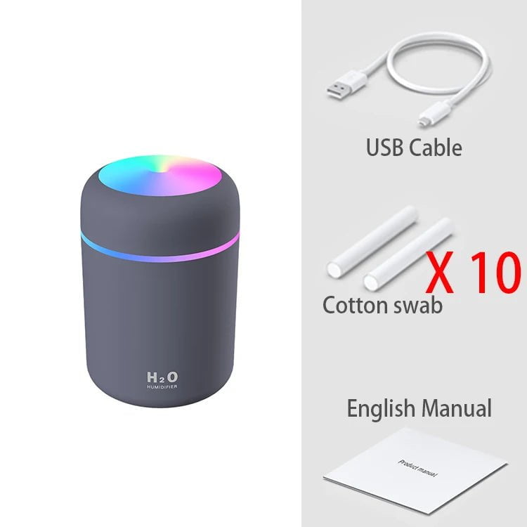 300ml Portable Mini USB Aroma Diffuser Grey 10 Filters