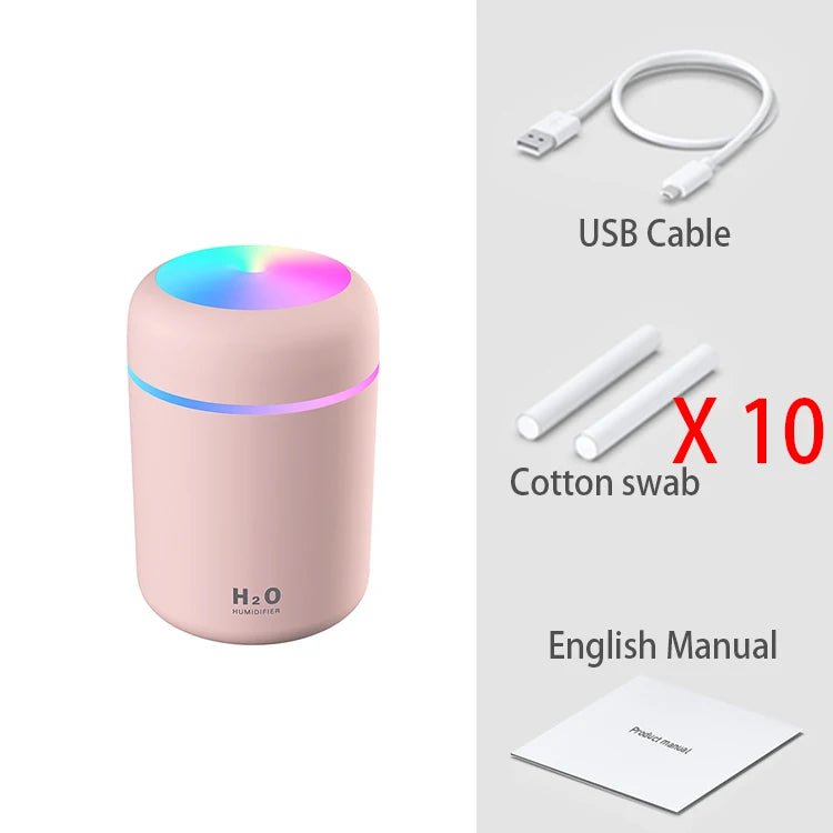 300ml Portable Mini USB Aroma Diffuser Pink 10 Filters
