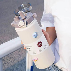 316 Stainless Steel Thermos Cup - Large Capacity, Cute High Appearance, Horizontal Straw Kettle