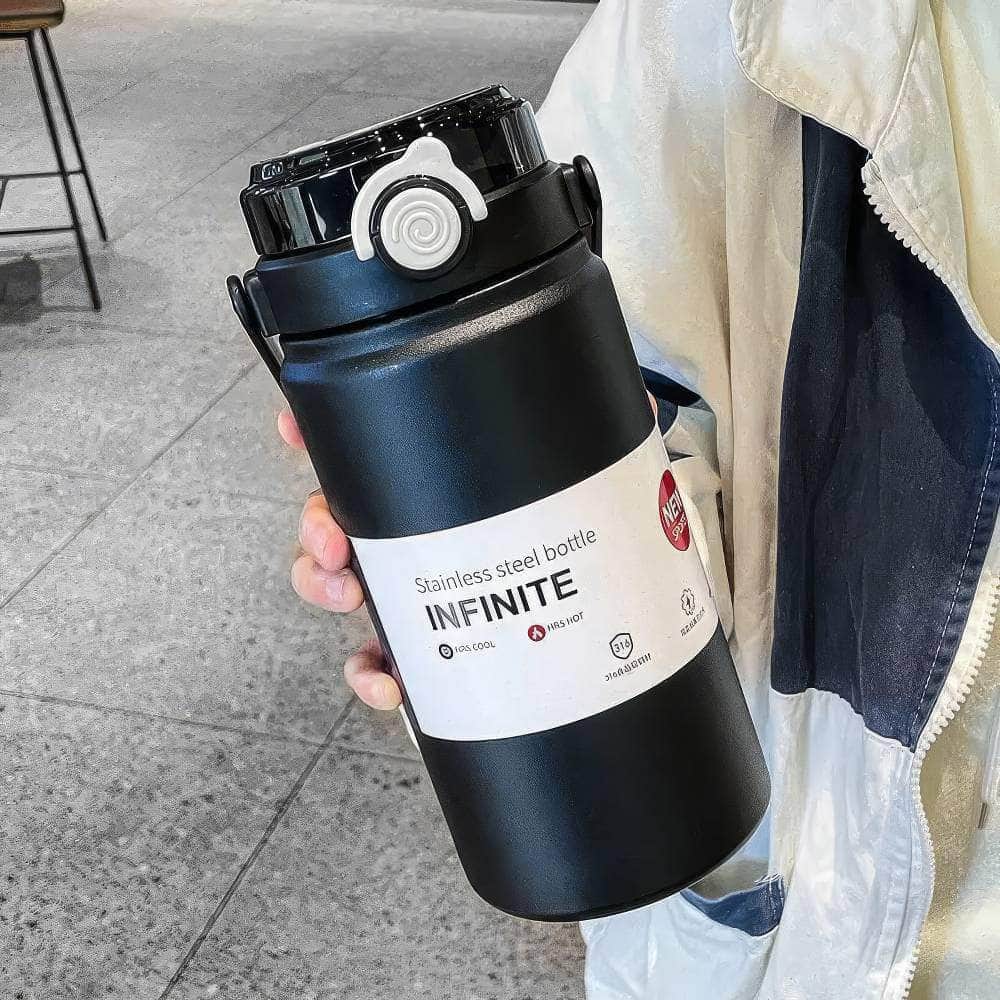 316 stainless steel thermos cup: large capacity with horizontal straw