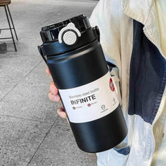 316 stainless steel thermos cup: large capacity with horizontal straw