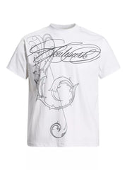 Men's short-sleeve graphic T-shirt made from a slightly stretchy cotton-spandex blend.