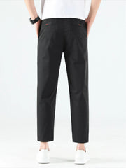 Men's straight leg casual pants with pockets, alternate product view.