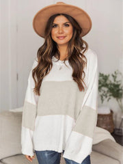 Suéter de manga larga con cuello redondo y bloques de color