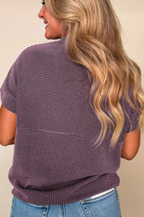 Camiseta de manga corta con cuello alto y punto acordonado