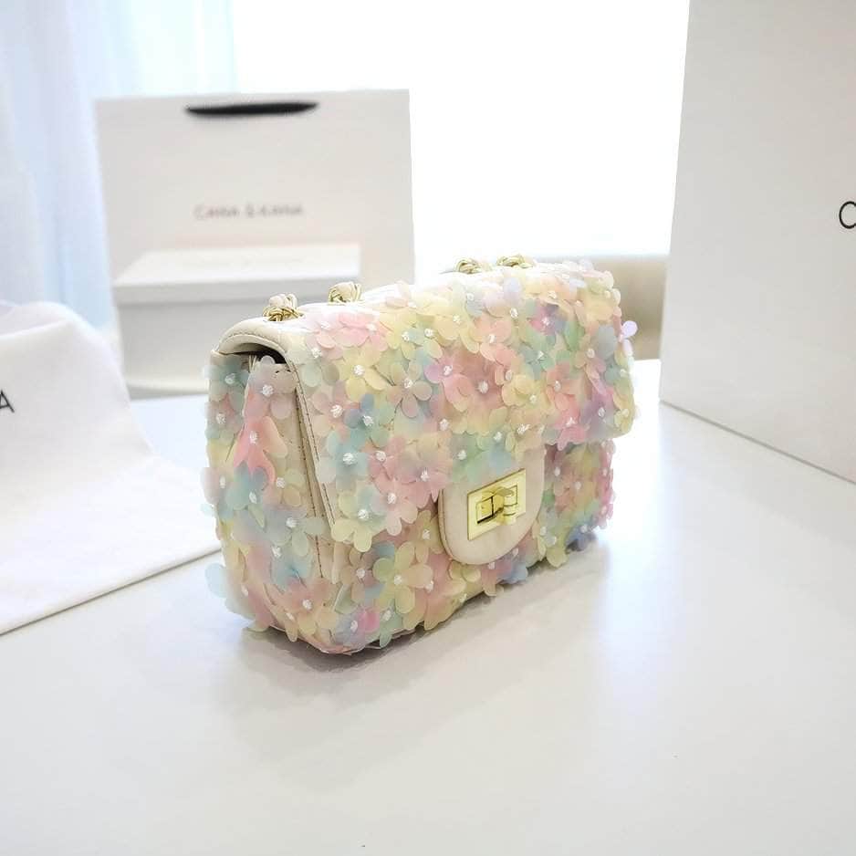 3D Floral Embellished Twist Lock Bags
