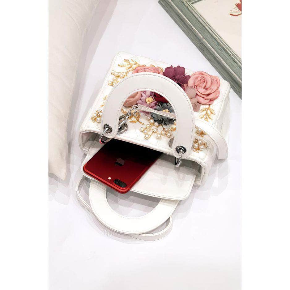 3D Floral Leaf Croc Hand Bag