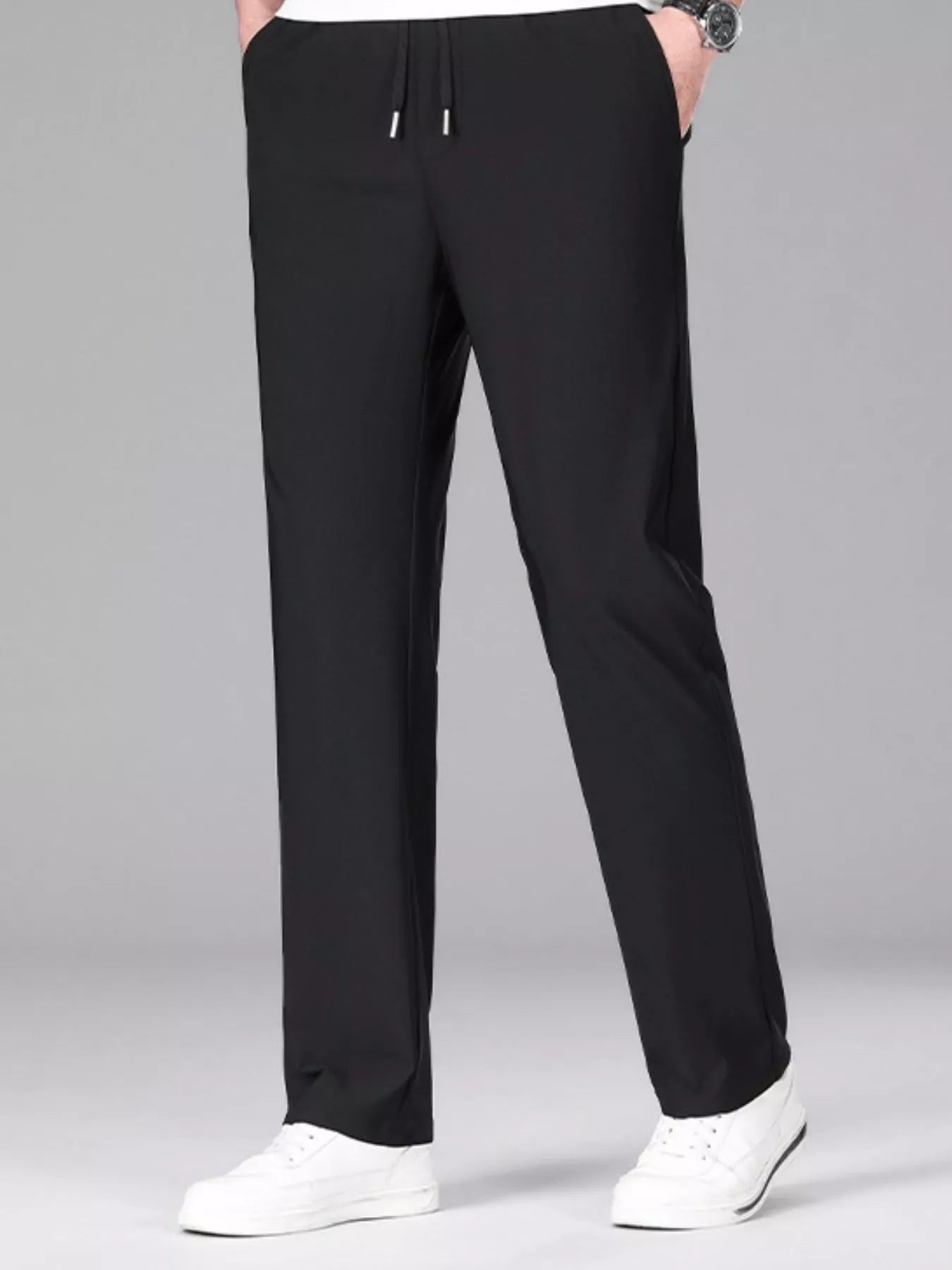 Men's lightweight casual pants with a drawstring waist.