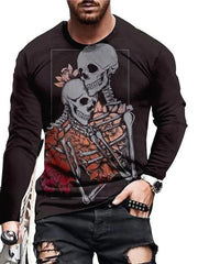 Men's long-sleeve T-shirt made from a slightly stretchy cotton-spandex blend.