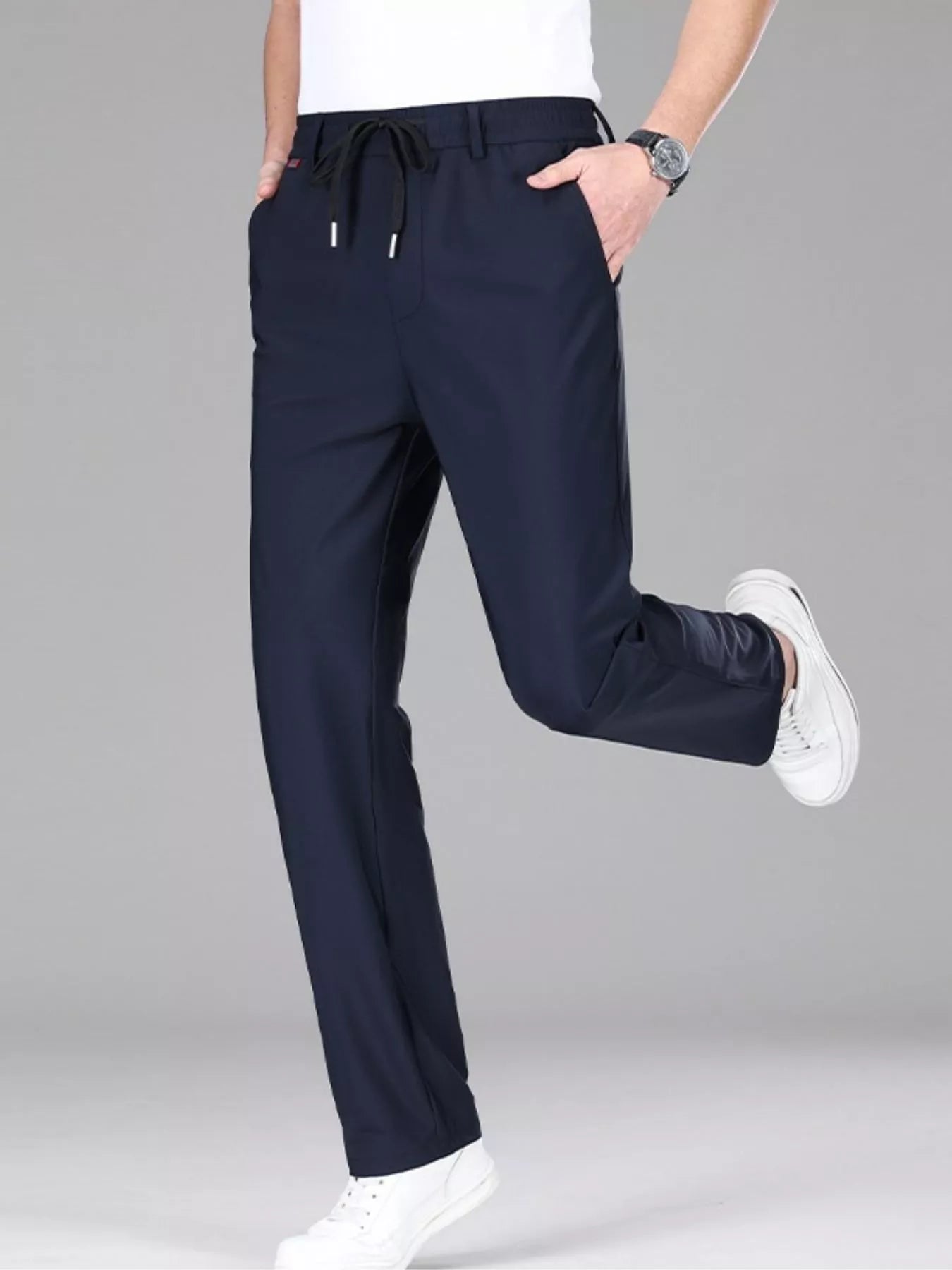 Men's lightweight casual pants with a drawstring waist.