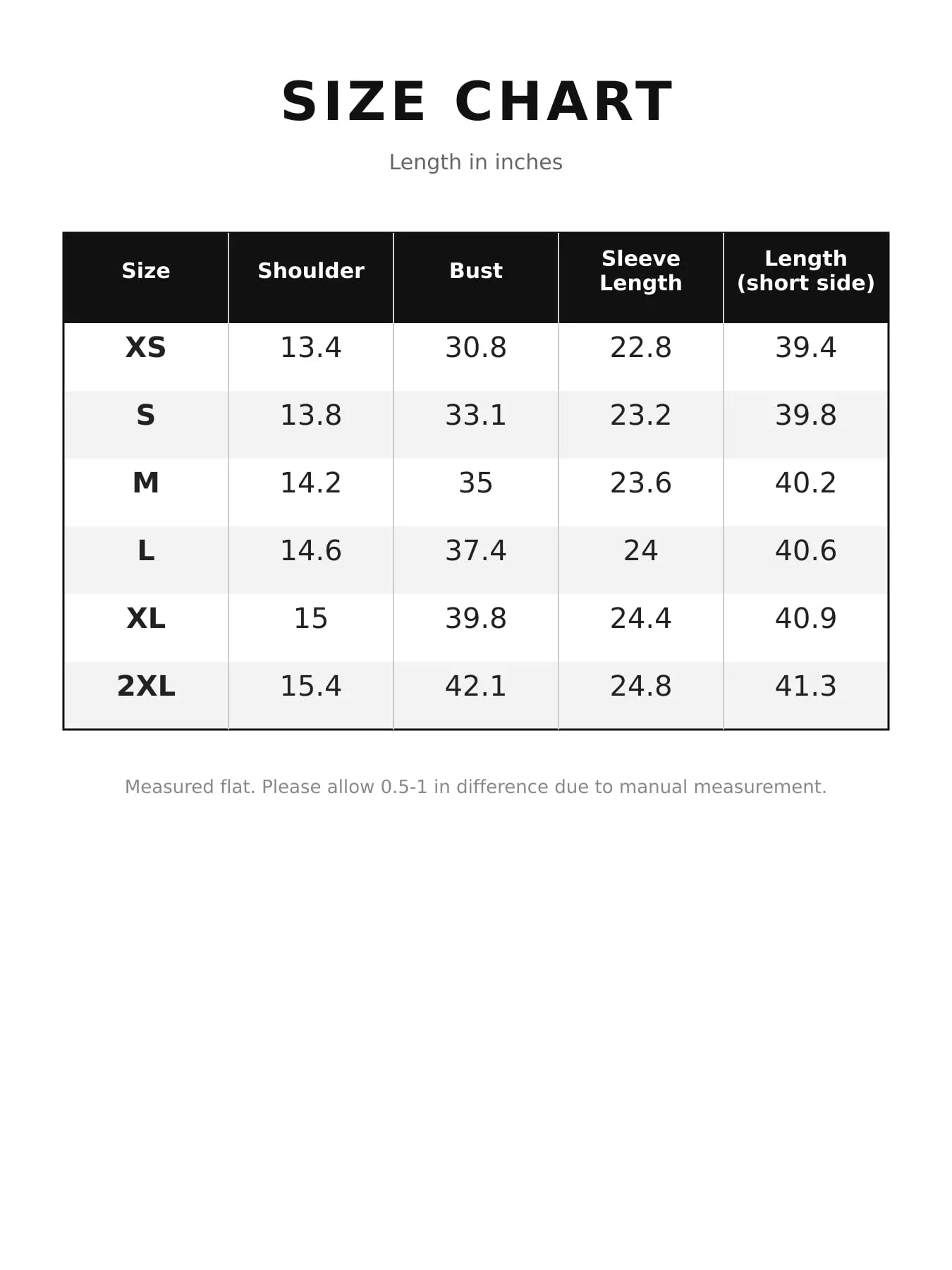 Size chart table for a fringed maxi dress showing shoulder bust sleeve and length measurements
