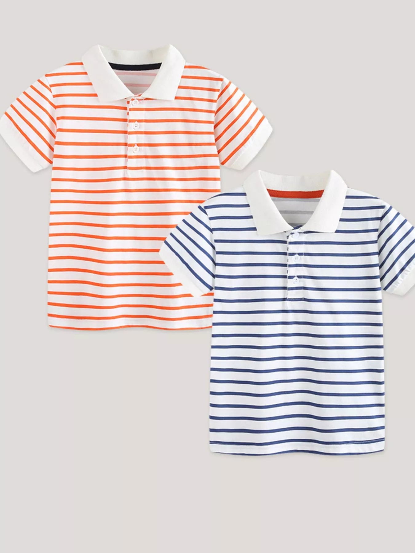 Children's striped polo shirt with a collar and short sleeves.
