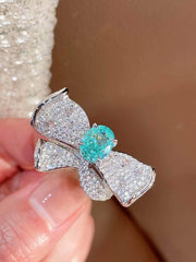 4ct 14k White Gold Lab Simulated Diamond Tourmaline Gemstone Floral Ring