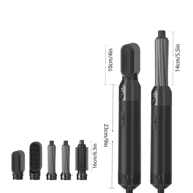 5-in-1 Hairdryer Comb: Hot Air Comb for Curling and Straightening Hair Black / AU