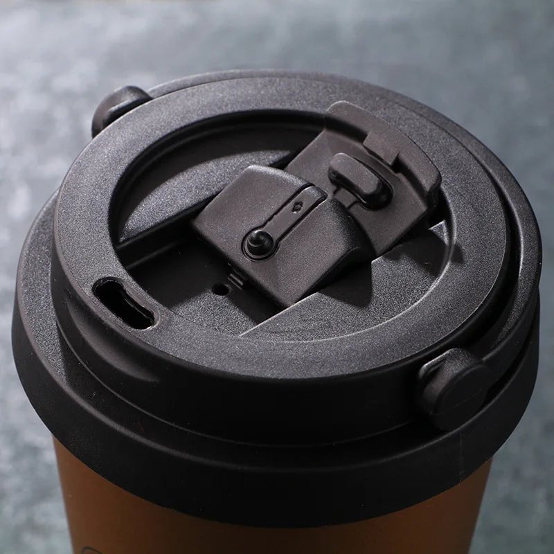 500ML Coffee Mug - Creative 304 Stainless Steel Travel Mug, Double Wall Vacuum Insulated Tumbler, Wide Mouth Tea Cup with Lid
