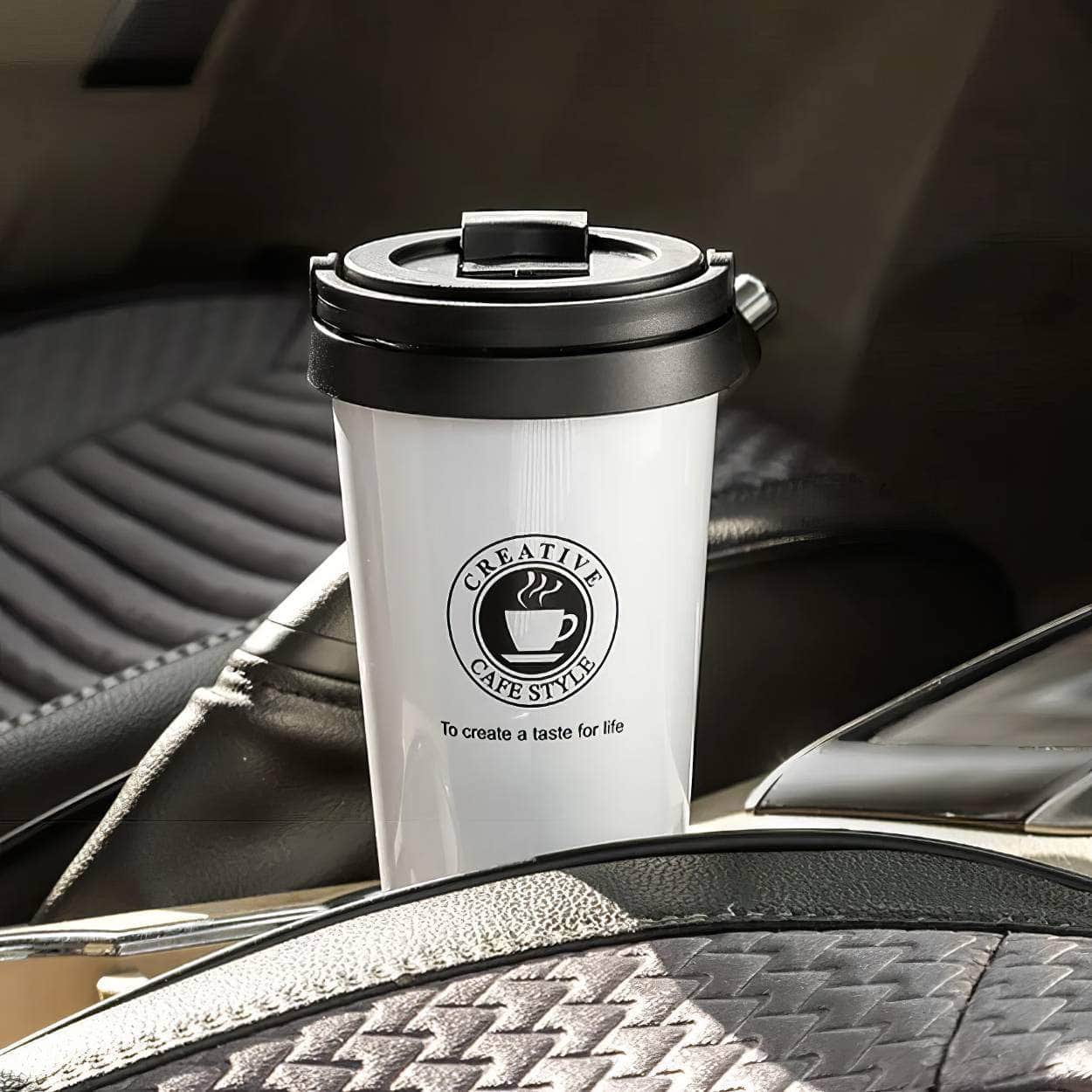 500ML Coffee Mug - Creative 304 Stainless Steel Travel Mug, Double Wall Vacuum Insulated Tumbler, Wide Mouth Tea Cup with Lid
