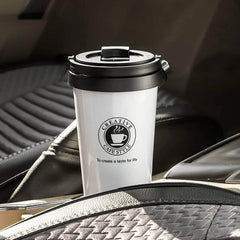 500ML Coffee Mug - Creative 304 Stainless Steel Travel Mug, Double Wall Vacuum Insulated Tumbler, Wide Mouth Tea Cup with Lid