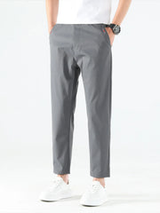 Men's straight leg casual pants with pockets, product detail view.