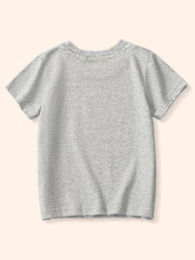 Back view of plain gray children's short sleeve tee with no print