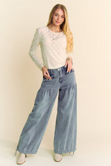 Top de manga larga con cuello redondo y malla con lazo de Davi &amp; Dani