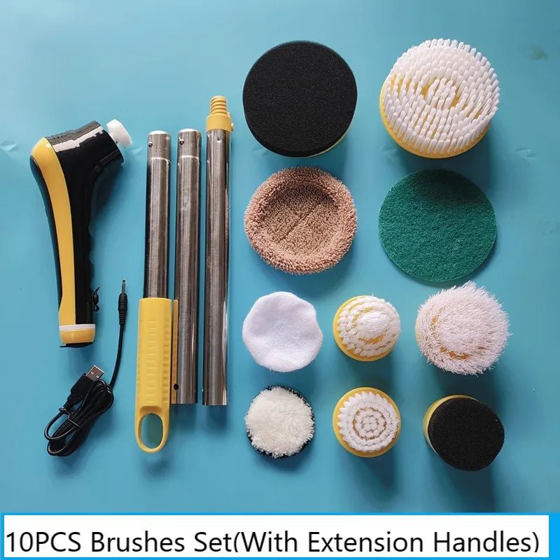 6-in-1 Electric Cleaning Brush: USB Spin Scrubber for Kitchen and Bathroom 10pcs With Handles