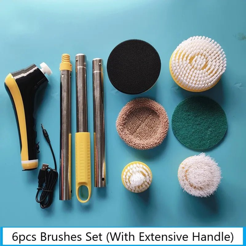 6-in-1 Electric Cleaning Brush: USB Spin Scrubber for Kitchen and Bathroom 6pcs With Handles