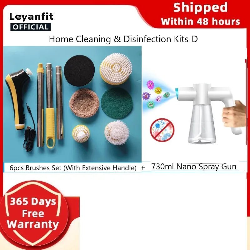 6-in-1 Electric Cleaning Brush: USB Spin Scrubber for Kitchen and Bathroom Home cleaning Kits D