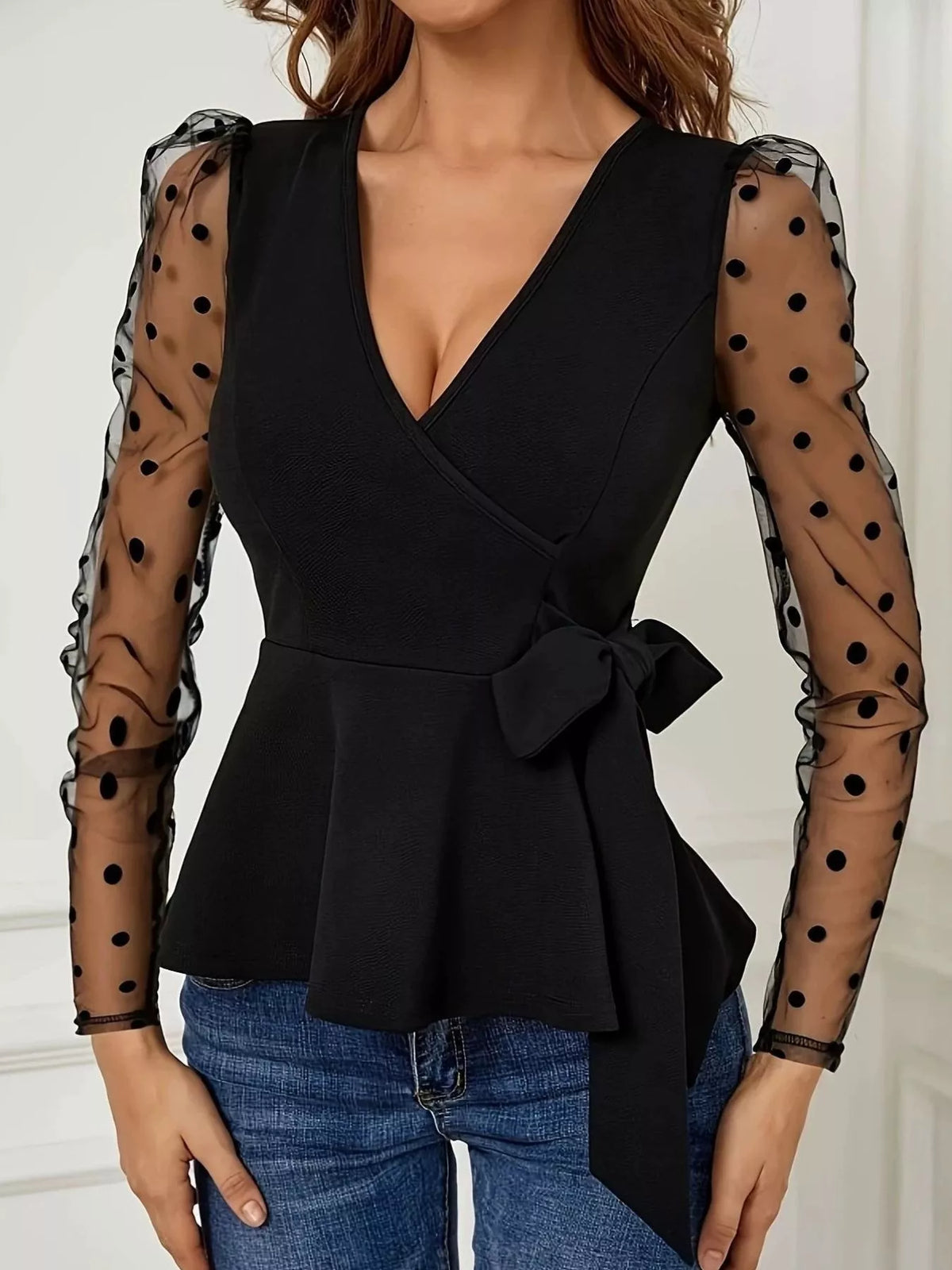 polka-dot-mesh-sleeve-wrap-top-01