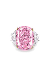 7 Carat Fancy Light Pink Cushion Cut Three Stone Diamond Ring 5 US / Pink Sapphire