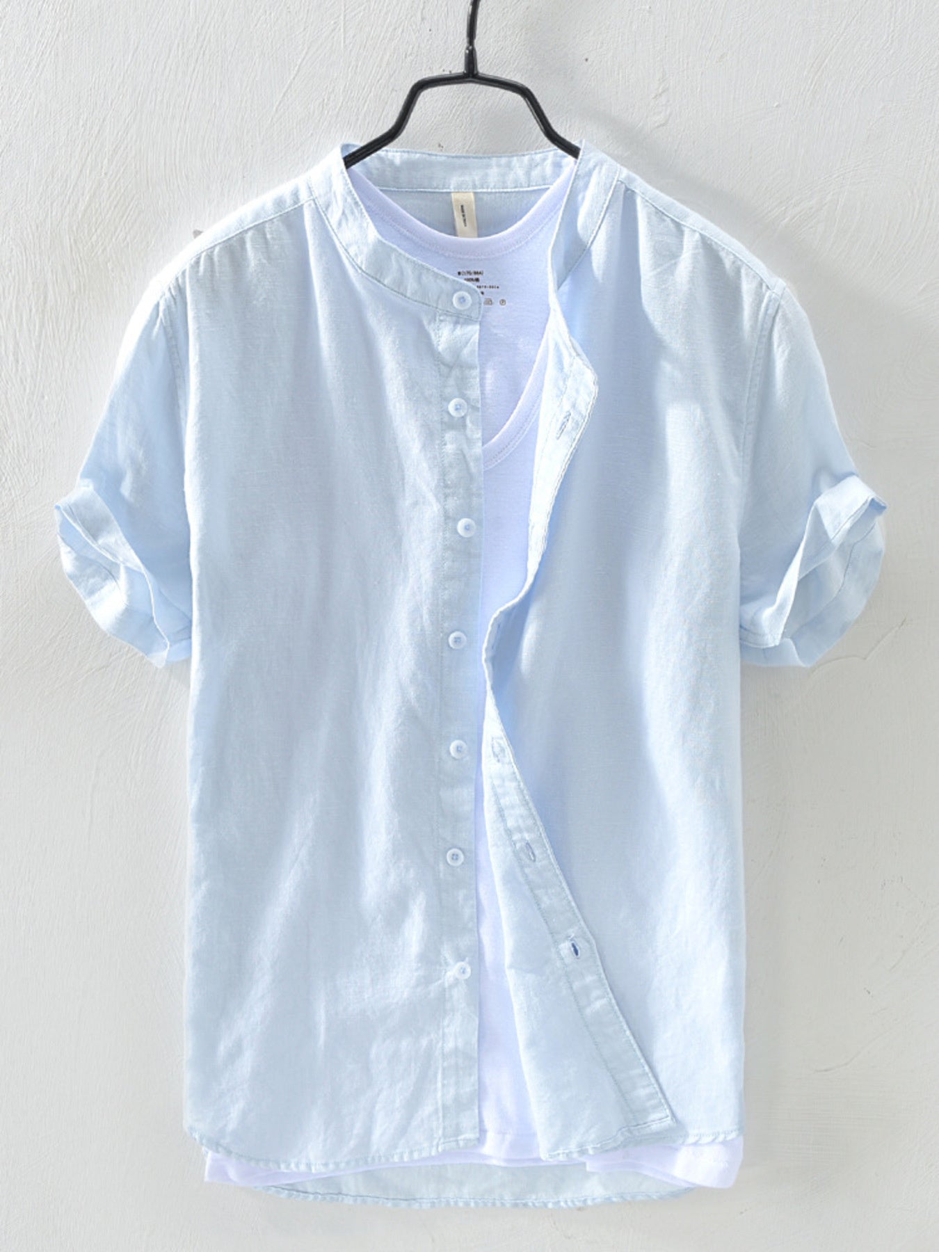 Men's short-sleeve button-up shirt available in a plus-size range.