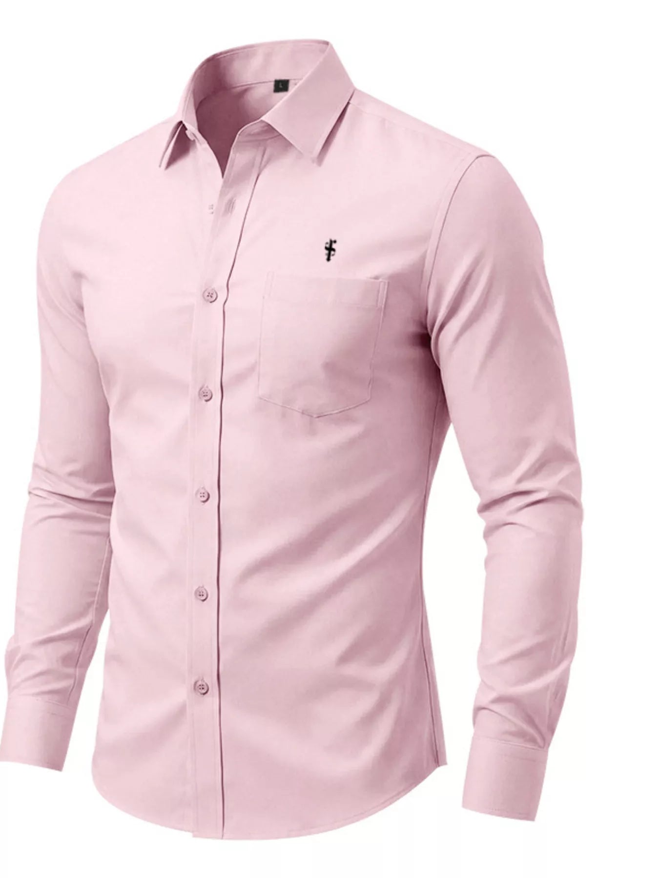 Men's slim-fit button-up shirt with pockets in a cotton-spandex blend.