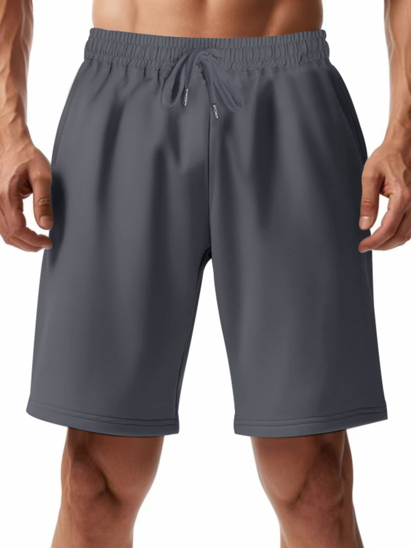 Men's casual shorts with a drawstring waist, available in regular and plus sizes.