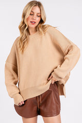 Suéter Mittoshop con abertura lateral, cuello redondo y hombros caídos
