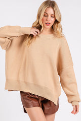 Suéter Mittoshop con abertura lateral, cuello redondo y hombros caídos