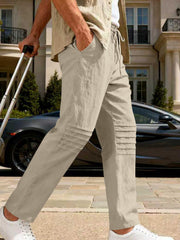 Men's casual drawstring pants with pockets.
