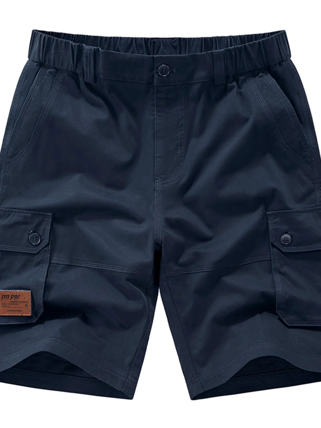 Men's royal blue plus-size shorts with an elastic waist and pockets.