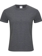 Men's lightweight round-neck short-sleeve T-shirt made from a slightly stretchy cotton-spandex blend.