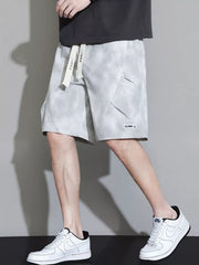 Men's light gray cargo shorts with a drawstring waist and pockets.
